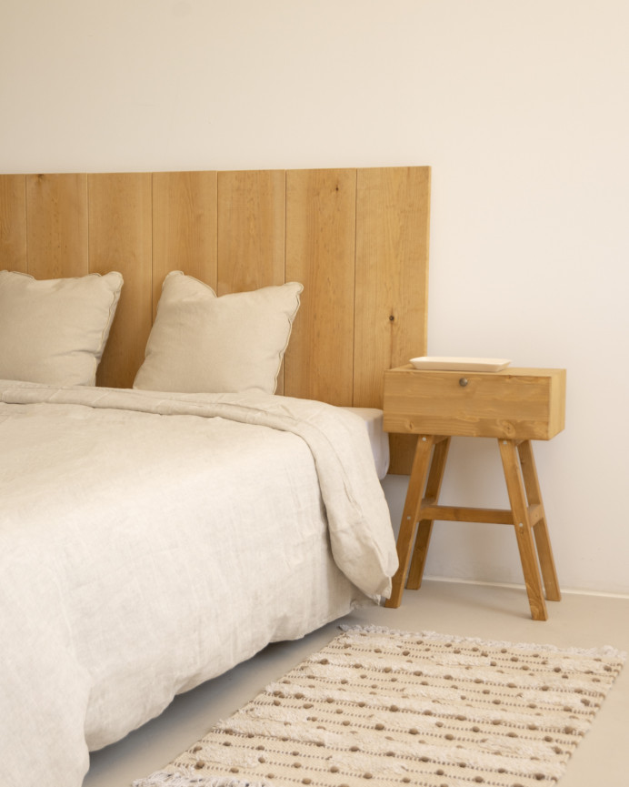 Table basse en bois massif avec tiroir 57,5x40cm couleur olive