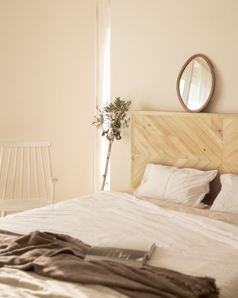 Tête de lit en bois massif style ethnique ton naturel 80x165cm