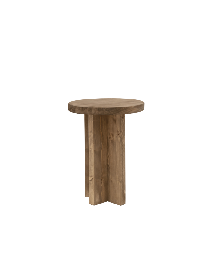 Table de chevet en bois massif ton chêne foncé 45x35cm