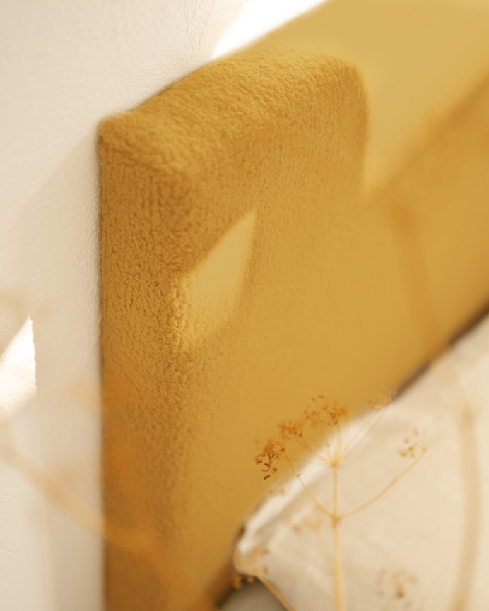 Tête de lit rembourrée en coton de couleur moutarde de différentes tailles
