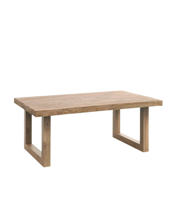 Table basse en bois d'acacia ton chêne foncé 50x110cm