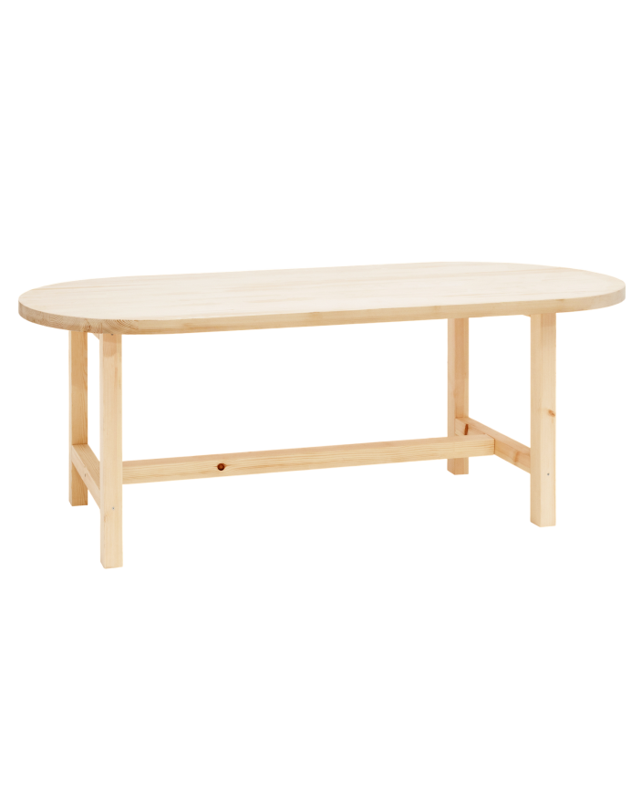 Table à manger ovale en bois massif ton naturel de différentes tailles