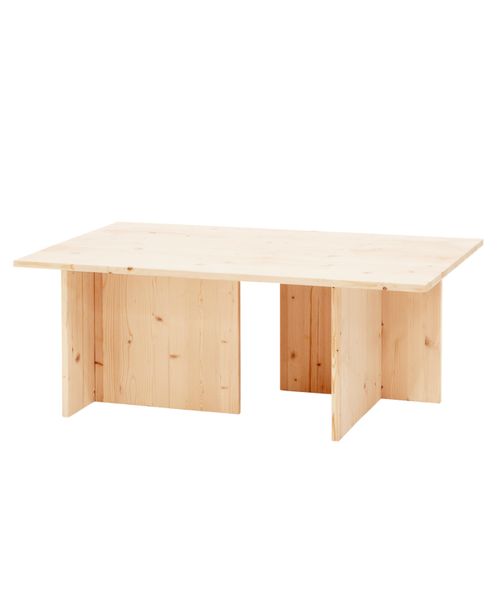 Table basse en bois massif ton naturel 40x100cm