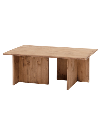 Table basse en bois massif ton chêne foncé 40x100cm
