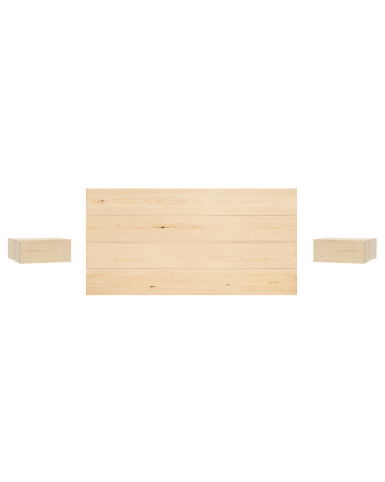Pack tête de lit et tables flottantes en bois massif ton naturel de différentes tailles