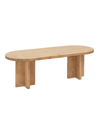 Table basse en bois massif ton chêne moyen 120x40cm