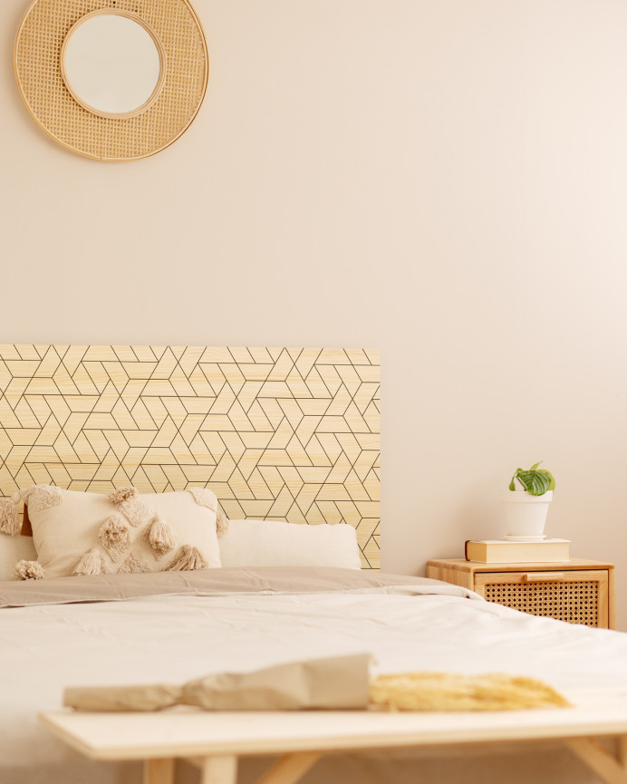 Tête de lit en bois massif à motifs de lignes géométriques rayées de différentes tailles