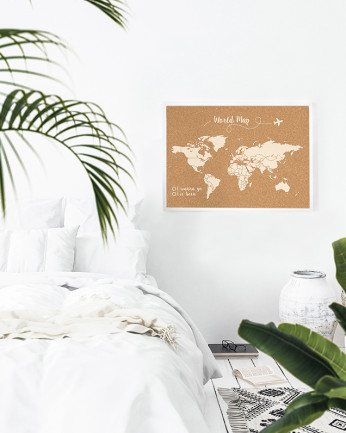 Carte du monde en liège blanc diverses mesures