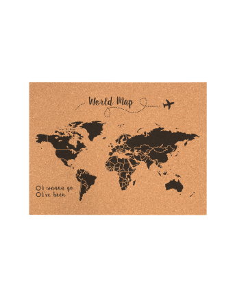Carte du monde en liège noir différentes tailles