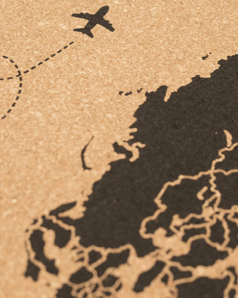Carte du monde en liège noir différentes tailles