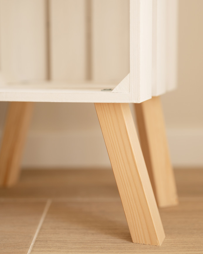 Table de chevet en bois massif blanc 66x25,5cm