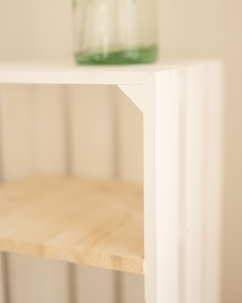 Table de chevet en bois massif blanc 66x25,5cm