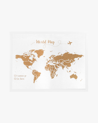 Carte en liège du monde fond blanc différentes tailles