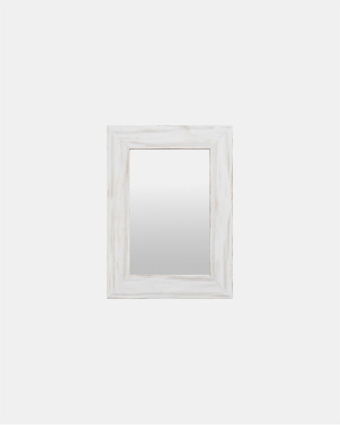 Miroir en bois décapé blanc de différentes tailles
