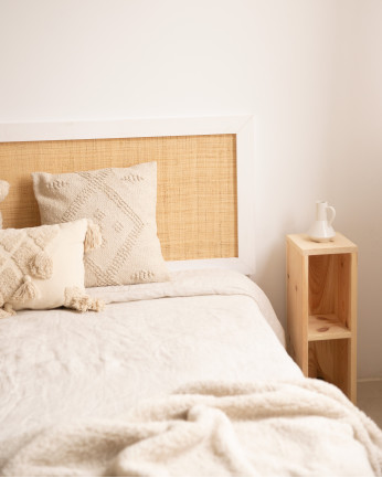 Tête de lit en bois massif et raphia blanc en différentes tailles