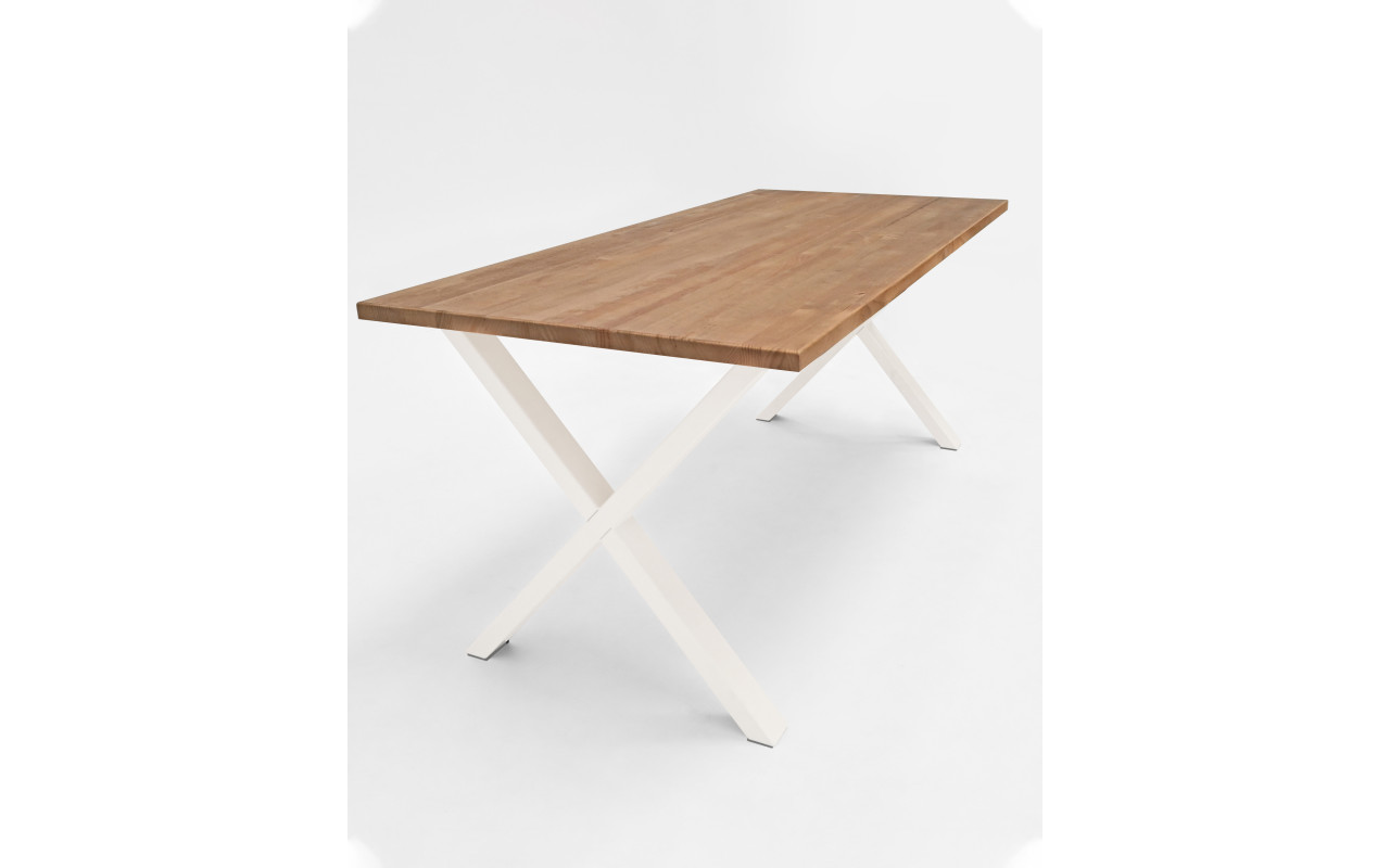 Table en bois massif ton chêne foncé et blanc de différentes tailles
