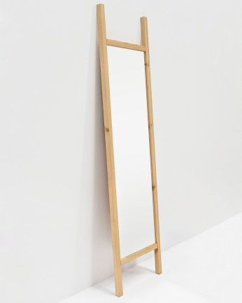 Miroir en bois massif ton olive 45x180cm