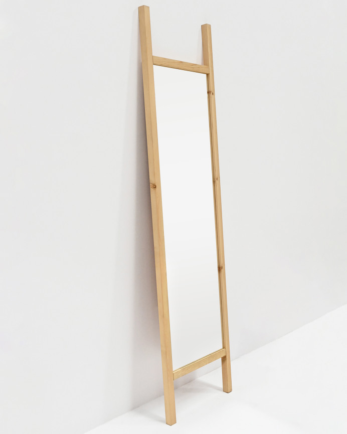 Miroir en bois massif ton olive 45x180cm
