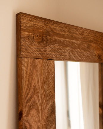 Miroir en bois massif ton chêne foncé 165x65cm
