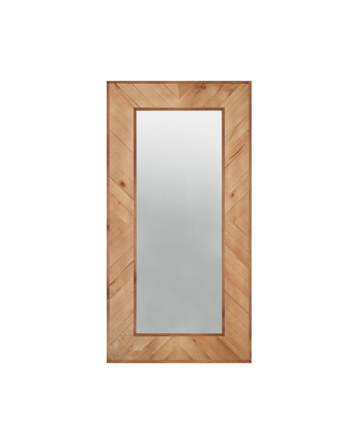 Miroir en bois massif ton chêne foncé 163x84cm