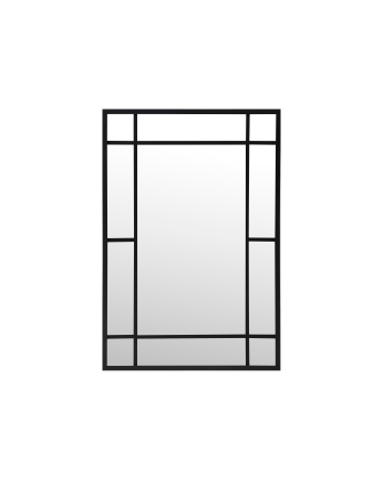 Miroir mural rectangulaire de type fenêtre en bois avec une ton noir