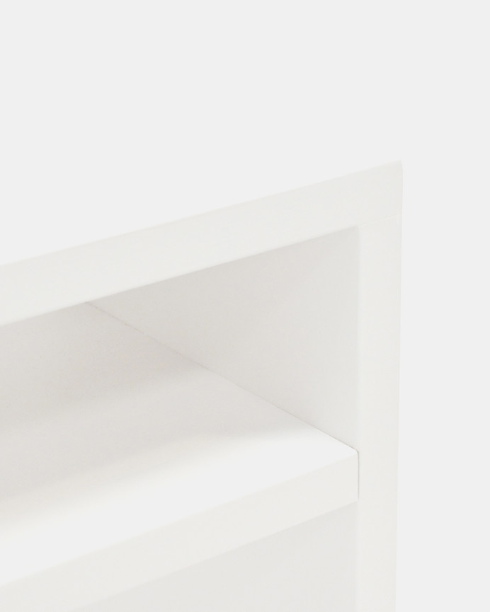 Table de chevet en bois massif blanc 50x36cm