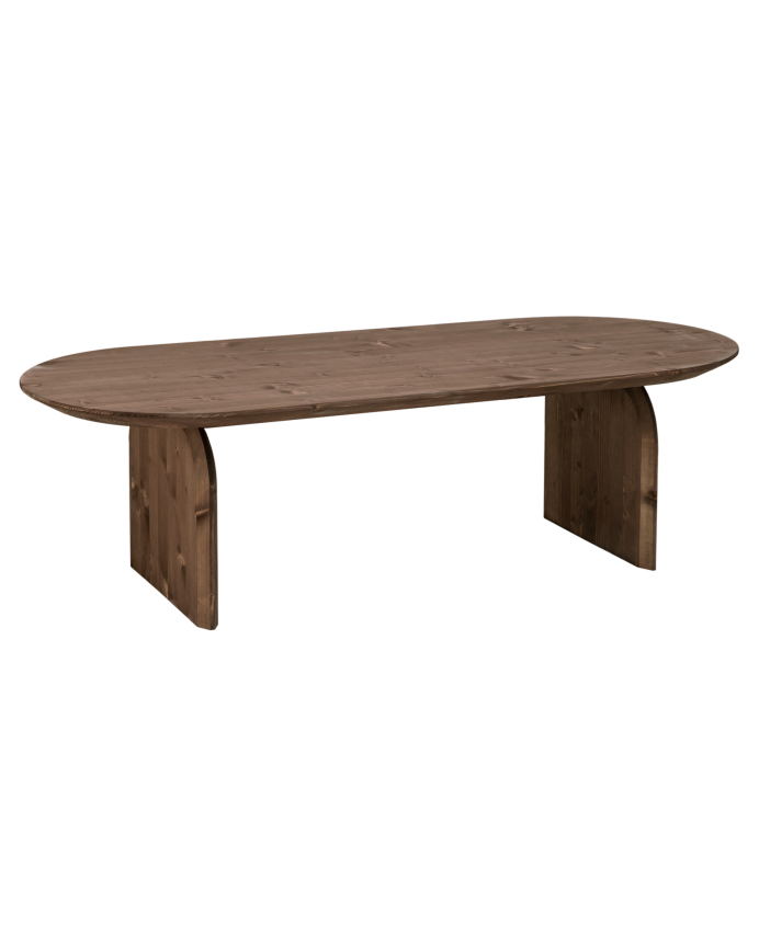 Table basse ovale en bois massif ton noyer de différentes tailles