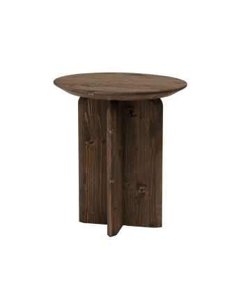 Table d’appoint en bois massif noyer de 50x45cm