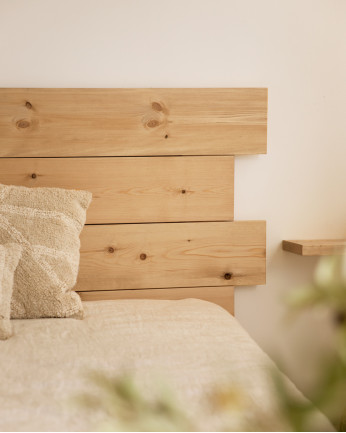 Tête de lit asymétrique en bois massif ton chêne moyen de différentes tailles