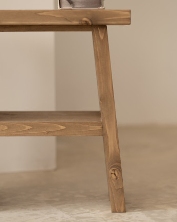 Table de chevet ou table d'appoint en bois massif ton chêne foncé 45x39cm