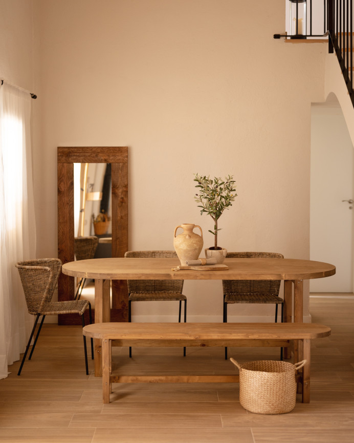 Table de salle à manger ovale en bois massif ton chêne foncé de différentes  tailles