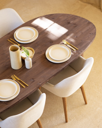 Table de salle à manger en bois massif ton noyer de différentes tailles