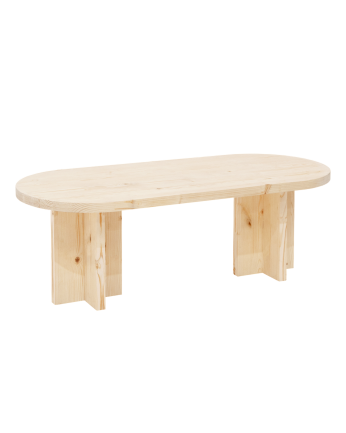 Table basse en bois massif ton naturel 120x40cm