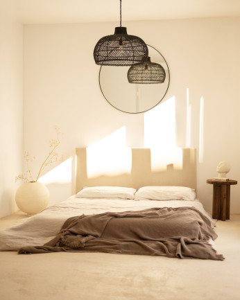 Tête de lit rembourrée en coton beige de différentes tailles