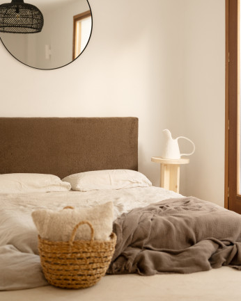 Tête de lit rembourrée en coton marron de différentes tailles