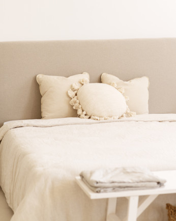 Tête de lit rembourrée en coton gris de différentes tailles