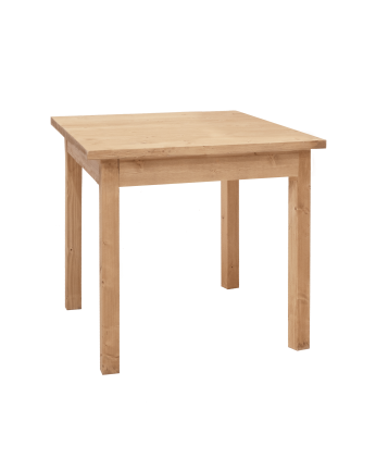 Table à manger carrée en bois massif en teinte chêne moyen de 75x80cm.