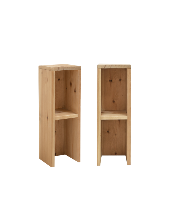 Pack de 2 tables de chevet ou d’appoint en bois massif de couleur chêne moyen 60x20cm