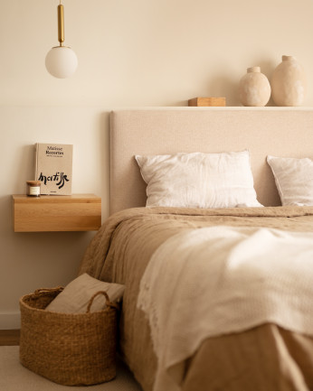 Tête de lit rembourrée en polyester lisse beige de différentes tailles