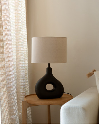 Lampe de table en céramique et abat-jour en tissu de lin de 50,5x21cm