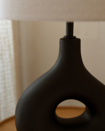Lampe de table en céramique et abat-jour en tissu de lin de 50,5x21cm