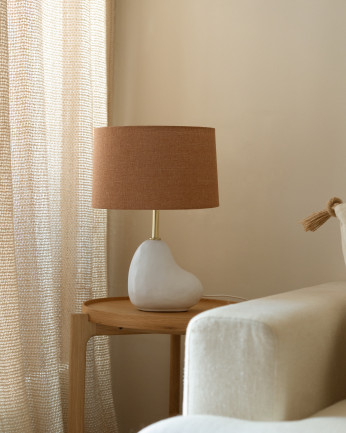 Lampe de table en céramique et abat-jour en tissu de lin de 41,5x18cm