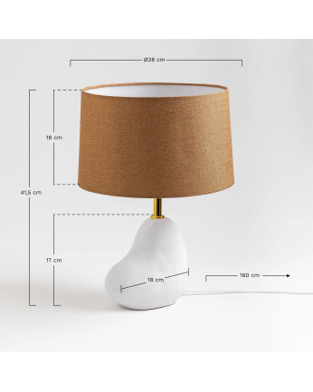 Lampe de table en céramique et abat-jour en tissu de lin de 41,5x18cm