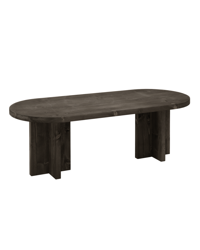 Table basse en bois massif ton noir 120x40cm