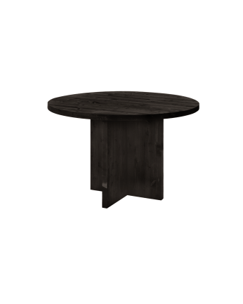 Table à manger ronde en bois massif de noir de ø110