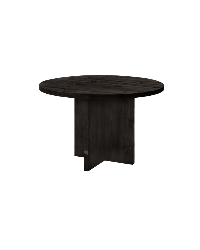 Table à manger ronde bois massif 110-150 LOUNDGE (avec 1 allonge