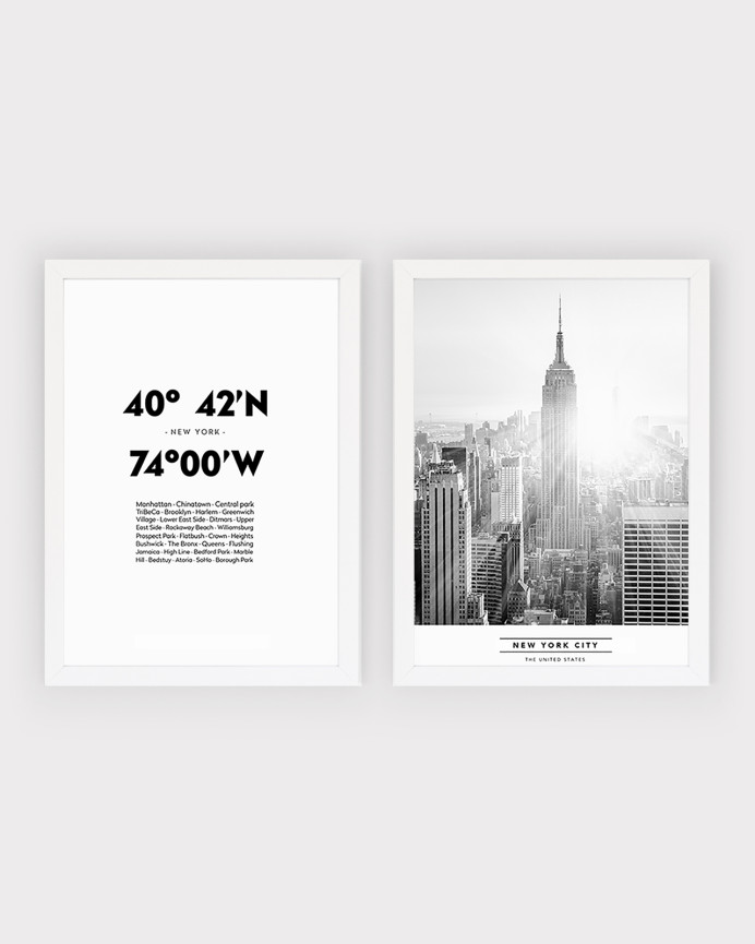 Pack de 2 posters New York Coordenates