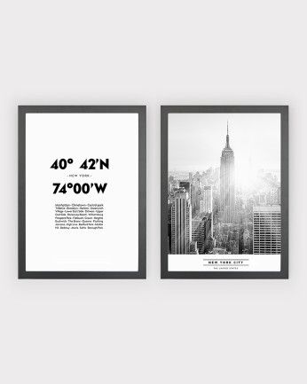 Pack de 2 posters New York Coordenates