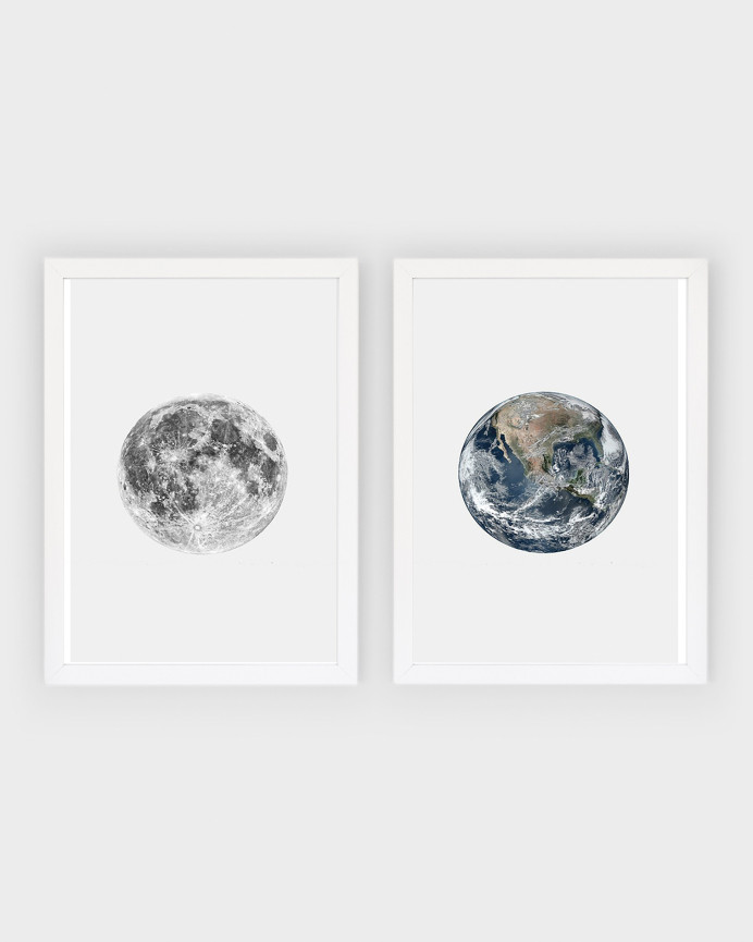 Pack de 2 posters Moon and Earth