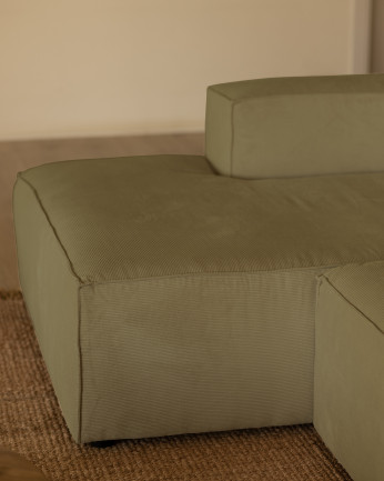 Canapé d'angle en velours côtelé couleur citron vert plusieurs dimensions